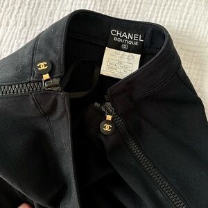 Chanel black Capri Pants with CC logo zippers
